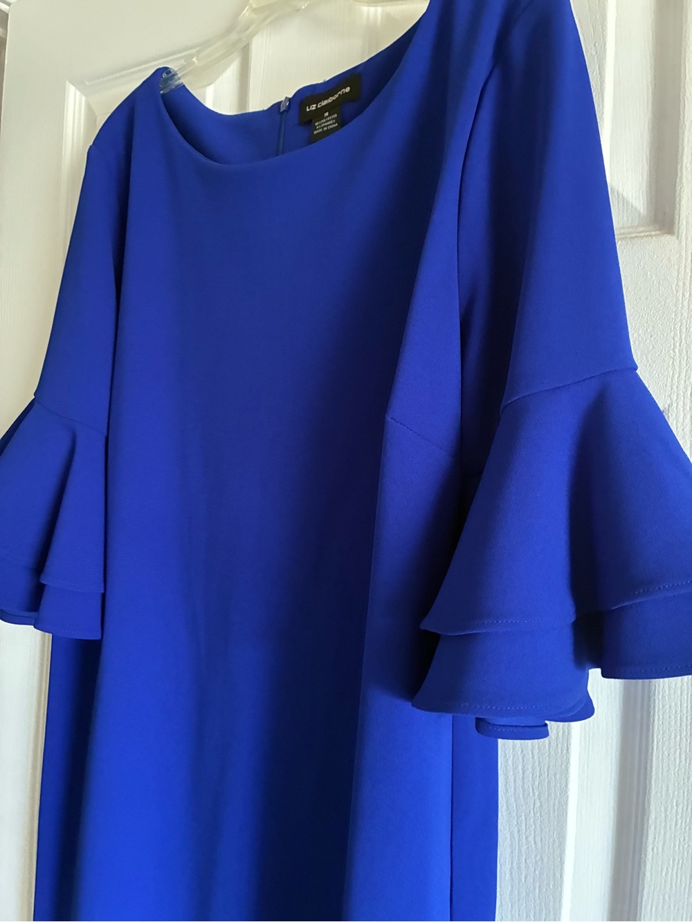 Liz Claiborne Cobalt Blue Tiered Ruffle Sleeve Midi Dress - Picture 2 of 5
